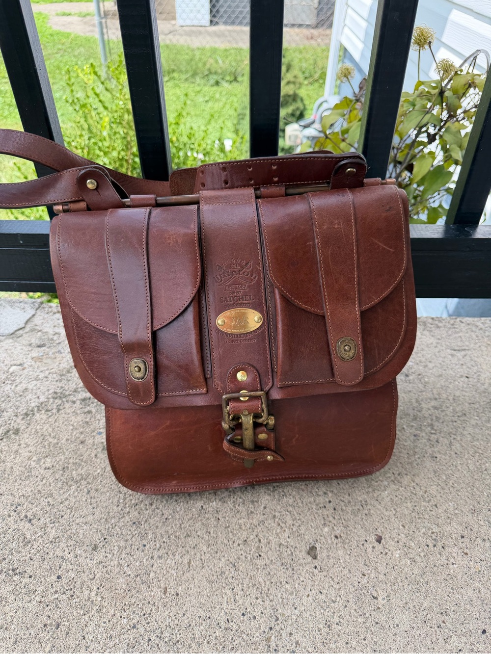 Col. Littleton Leather Satchel Messenger Bag - Brown